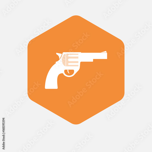 Isolated hexagon with a gun