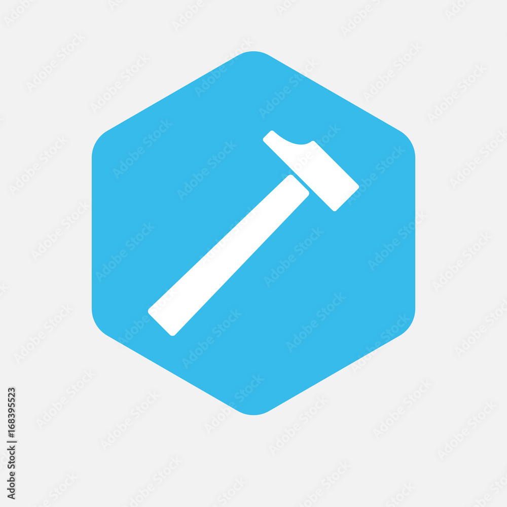 Isolated hexagon with a hammer Isolated hexagon with a hammer
