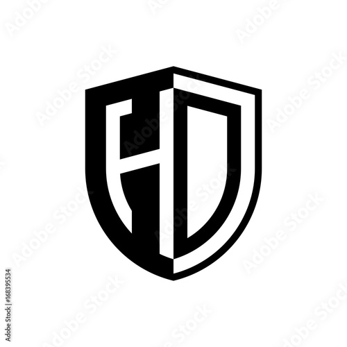 Initial two letter logo shield vector black