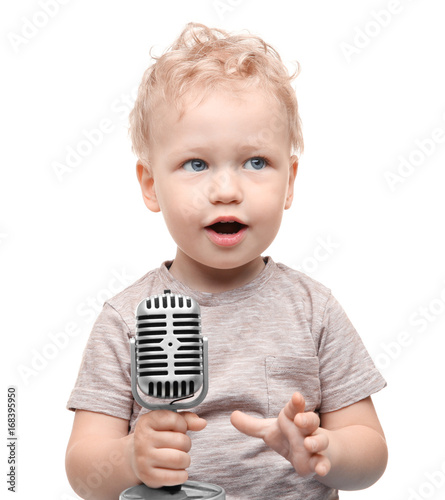 Cute little boy with microp...