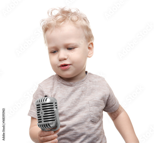 Cute little boy with microp...