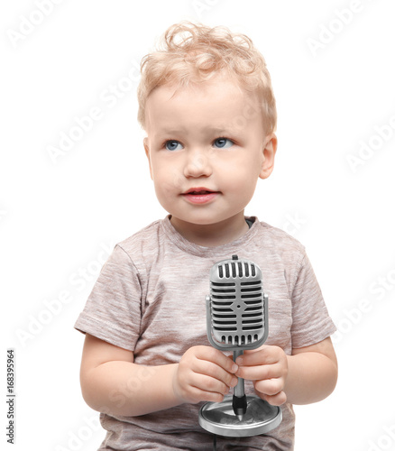 Cute little boy with microp...