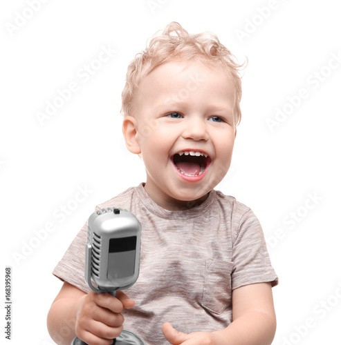 Cute little boy with microp...
