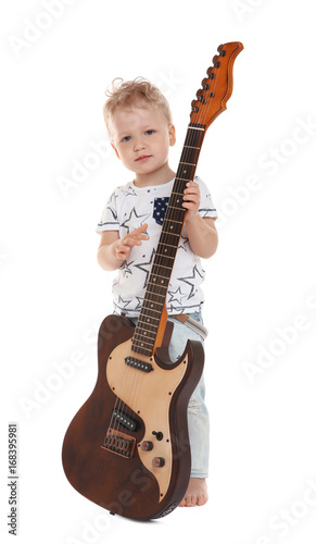 Cute little boy with electr...