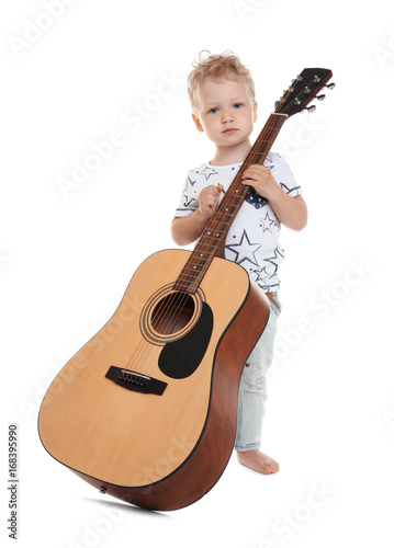 Cute little boy with acoust...