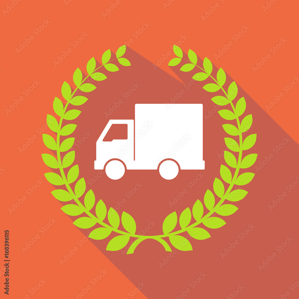 Long shadow laurel wreath with a delivery truck Long shadow laurel wreath with a delivery truck