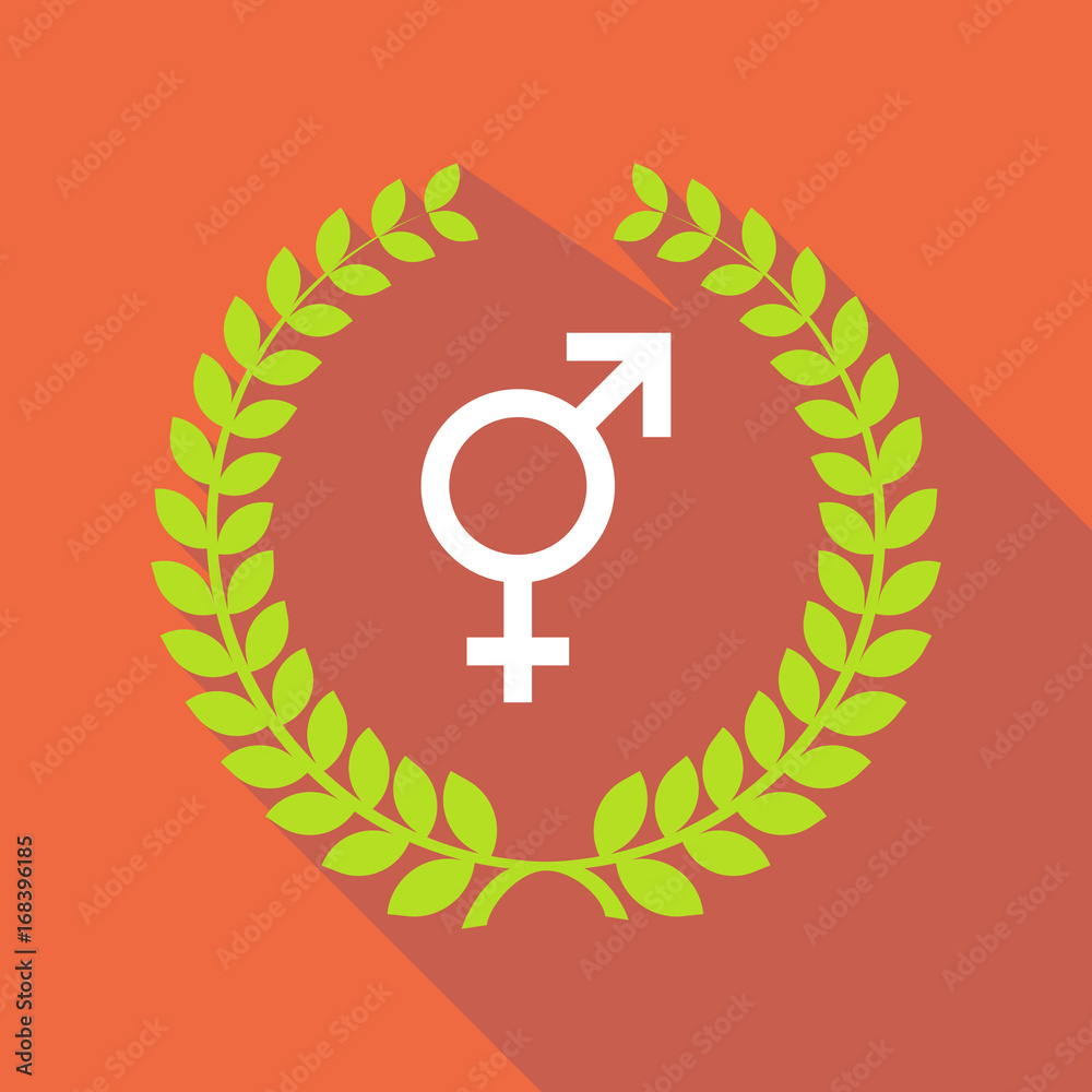 Long shadow laurel wreath with a bigender symbol Long shadow laurel wreath with a bigender symbol