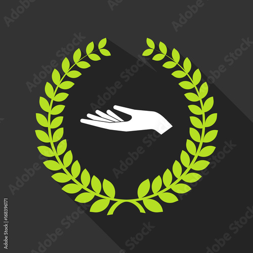 Long shadow laurel wreath with a hand offering