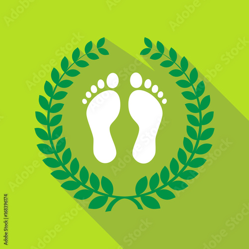 Long shadow laurel wreath with two footprints
