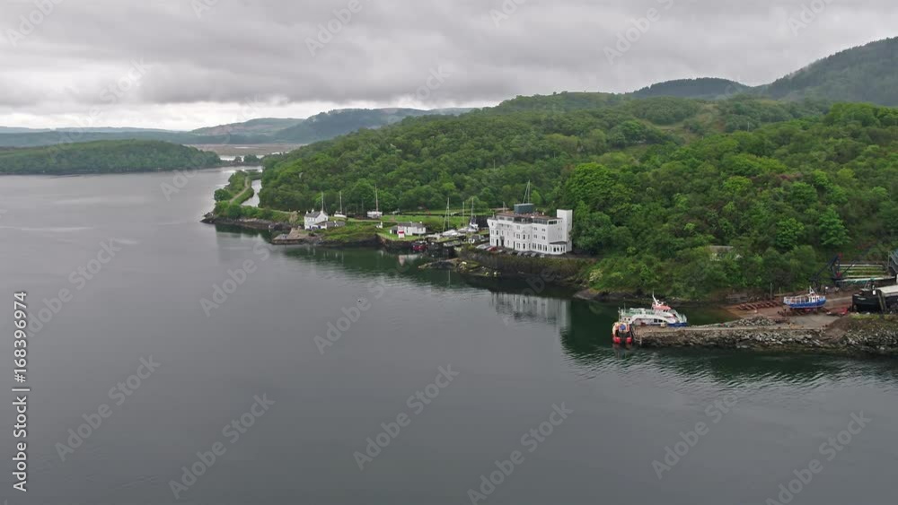 Aerial view of the beautiful historic harbour village of Crinan Aerial view of the beautiful historic harbour village of Crinan