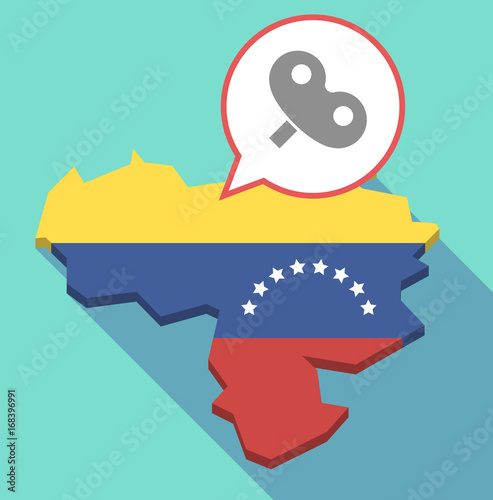 Long shadow Venezuela map with a toy crank