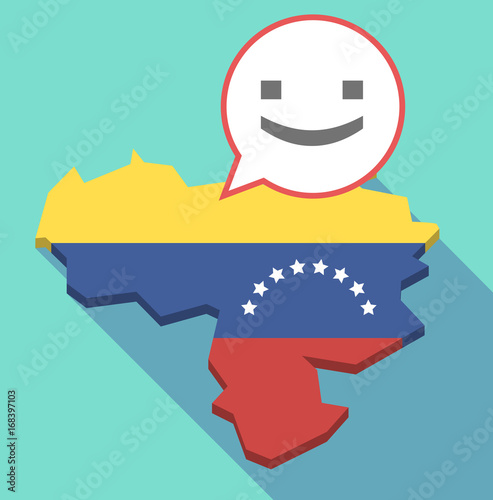 Long shadow Venezuela map with a smile text face