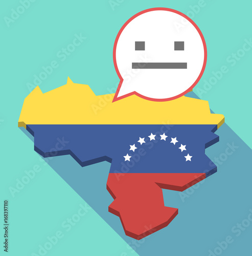 Long shadow Venezuela map with a emotionless text face