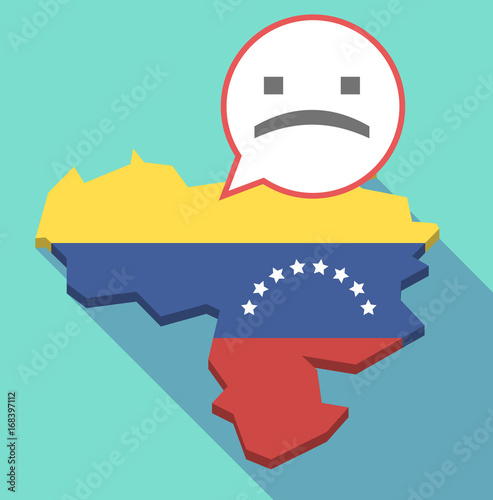Long shadow Venezuela map with a sad text face