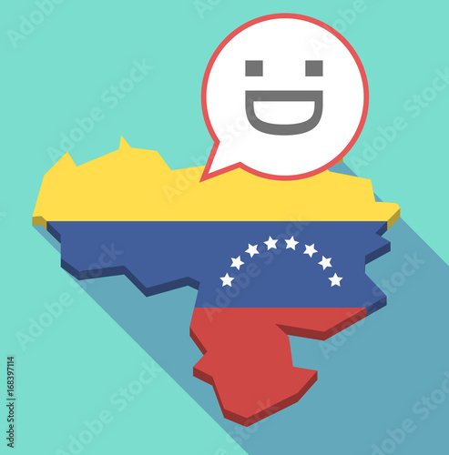 Long shadow Venezuela map with a laughing text face