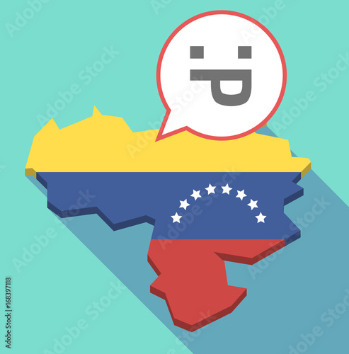 Long shadow Venezuela map with a sticking out tongue text face