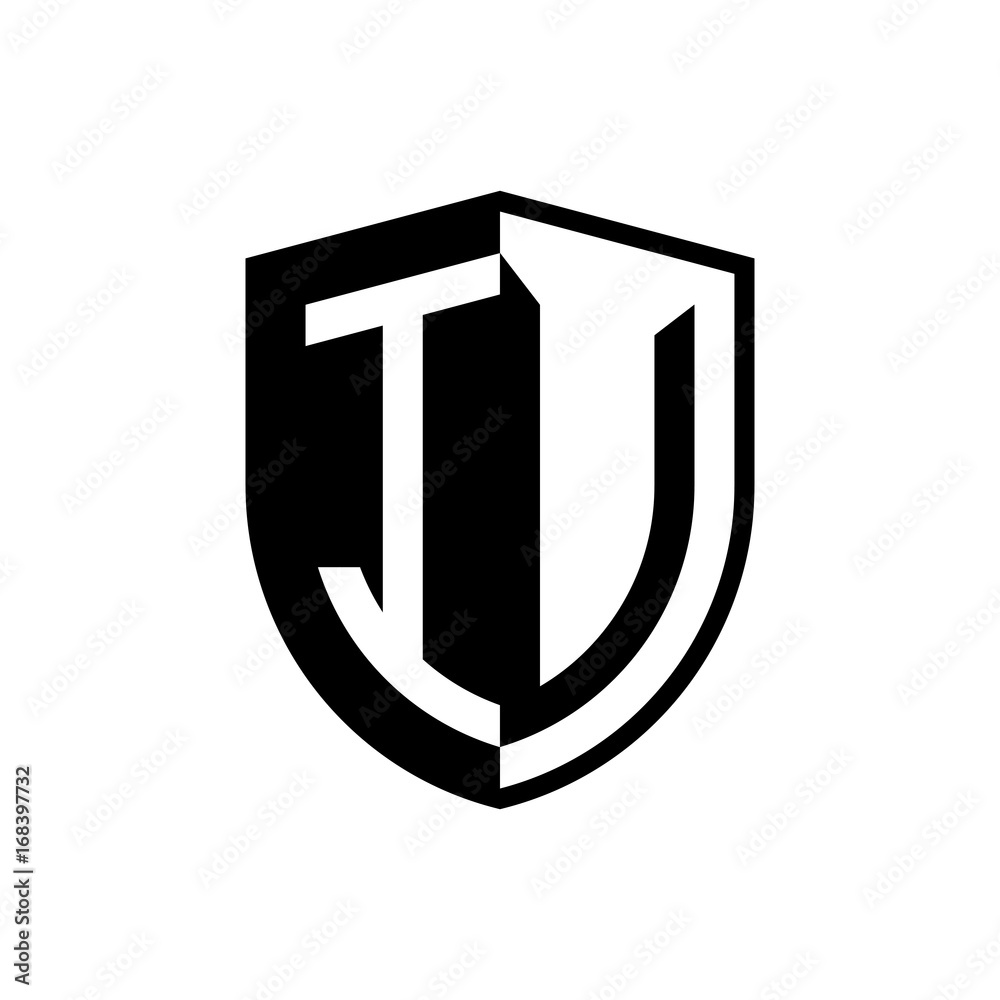 Initial two letter logo shield vector black Initial two letter logo shield vector black
