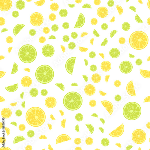 Seamless pattern with lemon slices. Vector background