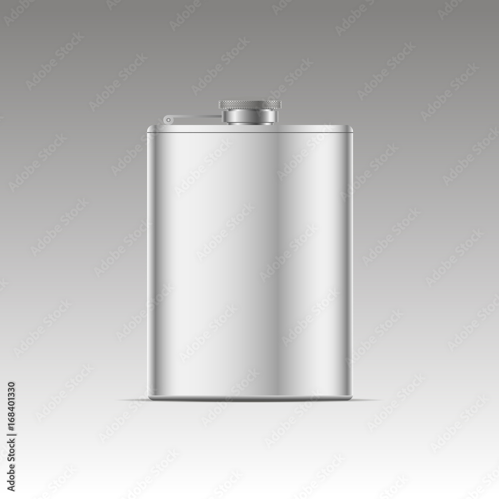 Realistic metal hip flask . Vector illustration Realistic metal hip flask . Vector illustration
