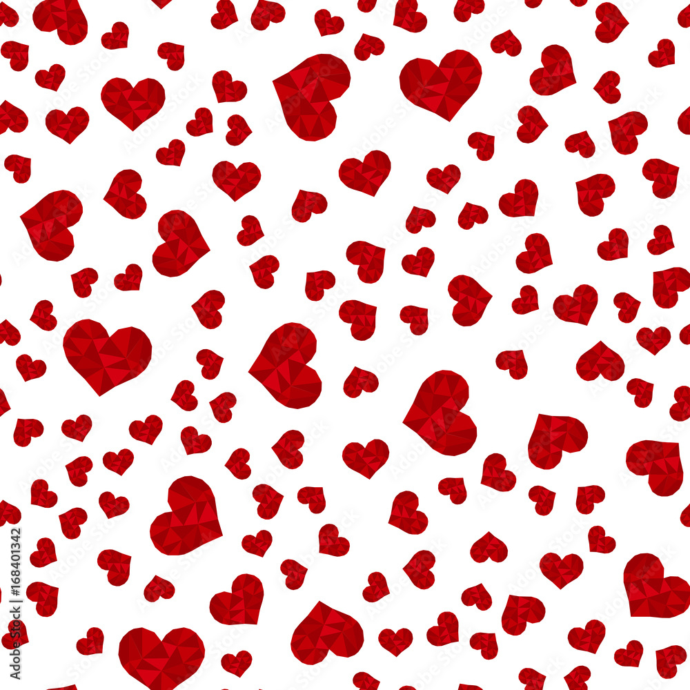 Seamless pattern with red  hearts. Vector