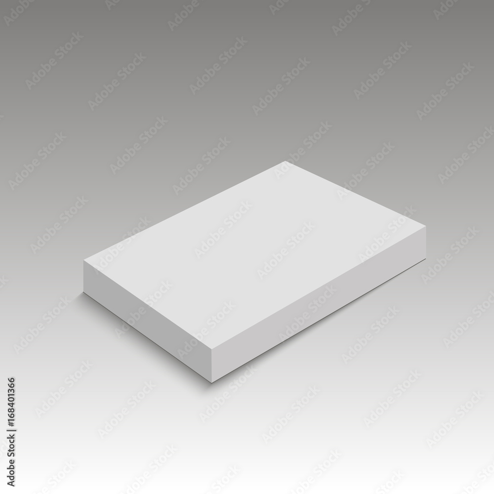 Blank horizontal paper box template standing on white background. Vector illustration. Blank horizontal paper box template standing on white background. Vector illustration.