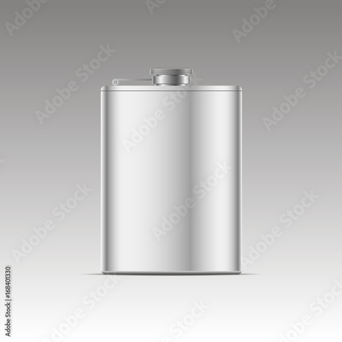 Realistic metal hip flask . Vector illustration