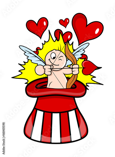Funny Cupid in Hat and Aiming © VectorShots
