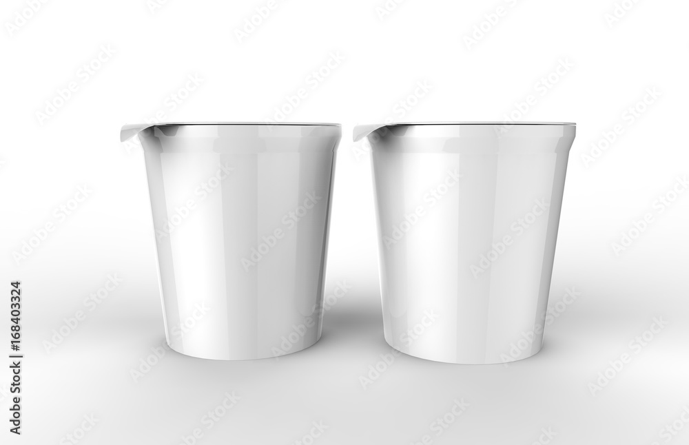 Yogurt Packaging Mock Up Template On Isolated White Background, Ready For Your Design, Plastic Container For Dairy Products, Yogurt, Cream And Dessert, 3d Illustration Yogurt Packaging Mock Up Template On Isolated White Background, Ready For Your Design, Plastic Container For Dairy Products, Yogurt, Cream And Dessert, 3d Illustration