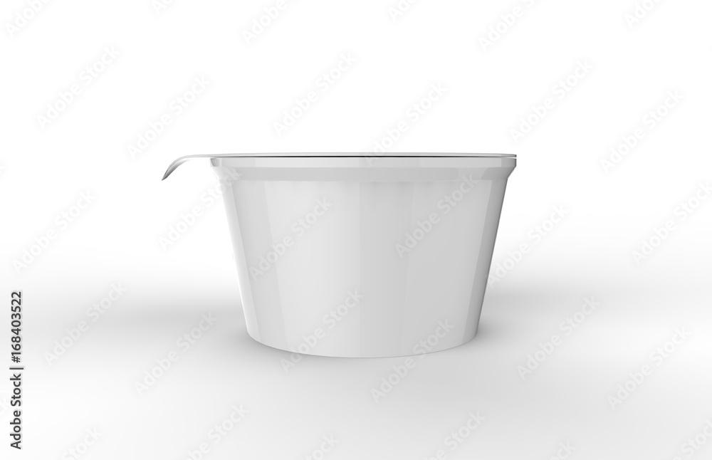 Yogurt Packaging Mock Up Template On Isolated White Background, Ready For Your Design, Plastic Container For Dairy Products, Yogurt, Cream And Dessert, 3d Illustration Yogurt Packaging Mock Up Template On Isolated White Background, Ready For Your Design, Plastic Container For Dairy Products, Yogurt, Cream And Dessert, 3d Illustration