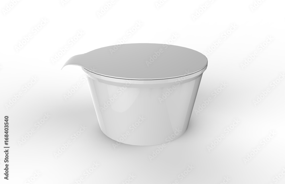 Yogurt Packaging Mock Up Template On Isolated White Background, Ready For Your Design, Plastic Container For Dairy Products, Yogurt, Cream And Dessert, 3d Illustration Yogurt Packaging Mock Up Template On Isolated White Background, Ready For Your Design, Plastic Container For Dairy Products, Yogurt, Cream And Dessert, 3d Illustration