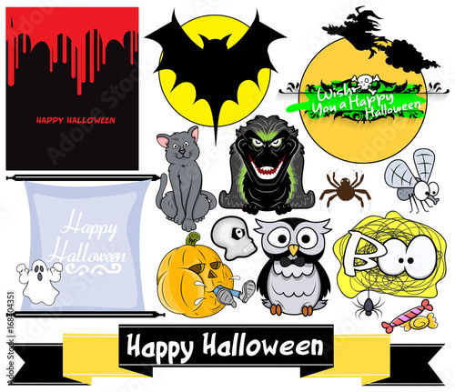 Cartoon Halloween Vector Elements Set