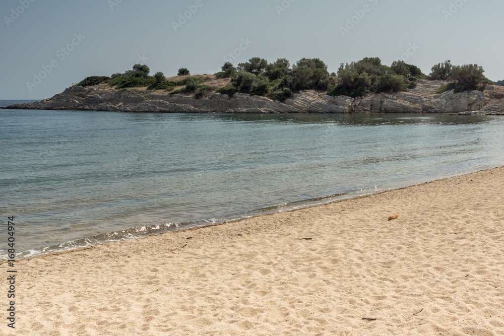 Obraz premium Panoramic view of Stiladario Beach at Sithonia peninsula, Chalkidiki, Central Macedonia, Greece