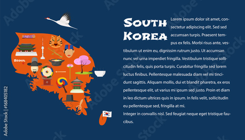Map of South Korea in article template vector illustration, design element