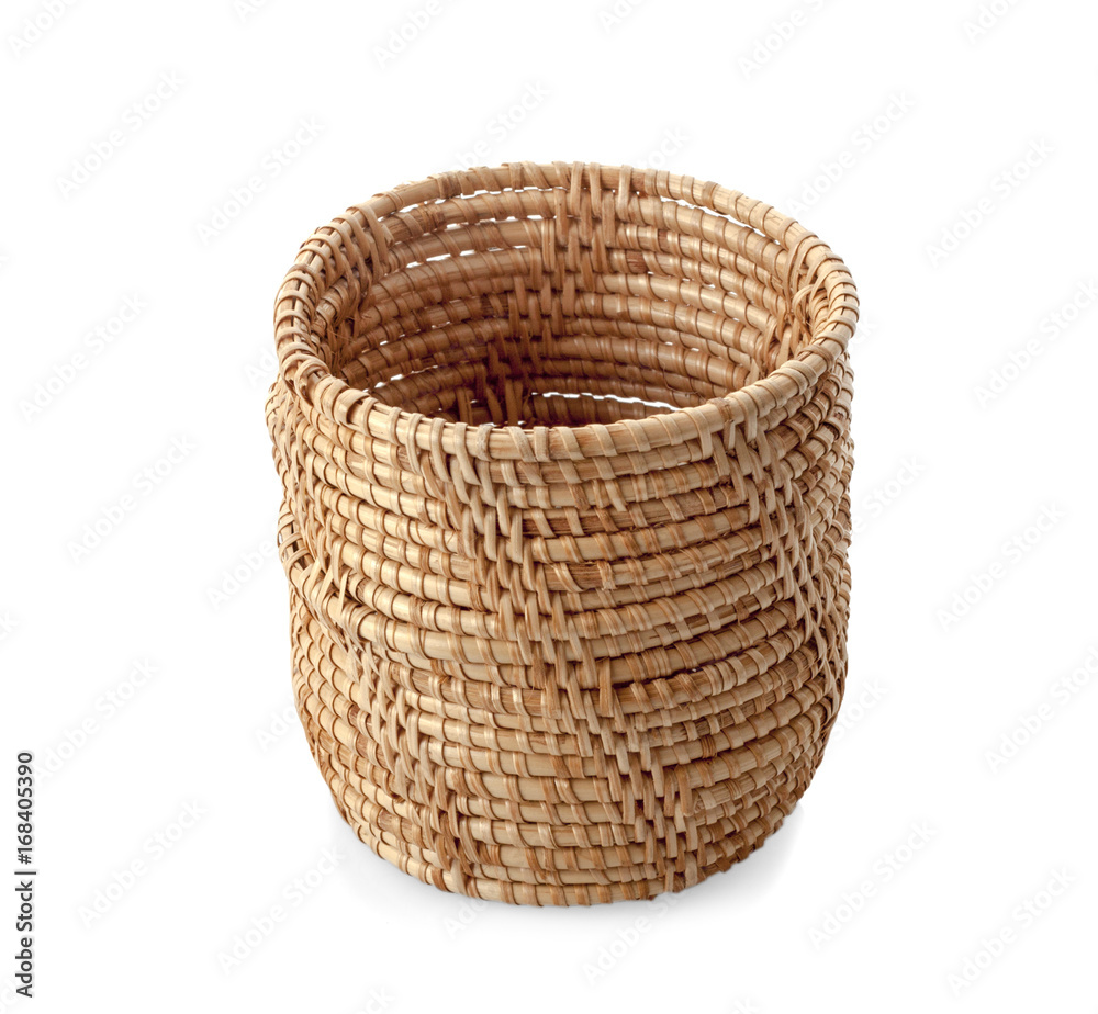 Fototapeta premium vintage weave wicker basket isolated on white background