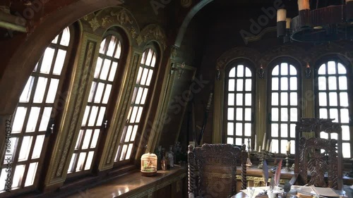 ESKISEHIR - TURKEY 15-08-2017: Pirateship Captain room inside view