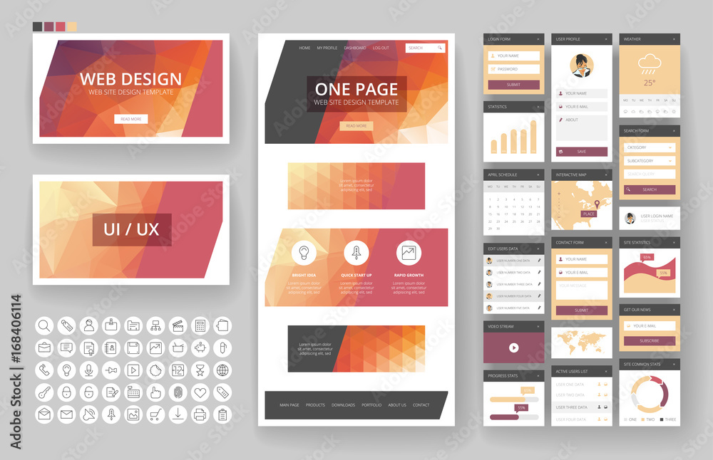 Website design template and interface elements Website design template and interface elements