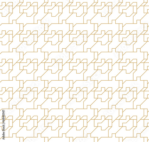 Abstract geometric seamless pattern with lines and polyginal elements isolated on the white background.