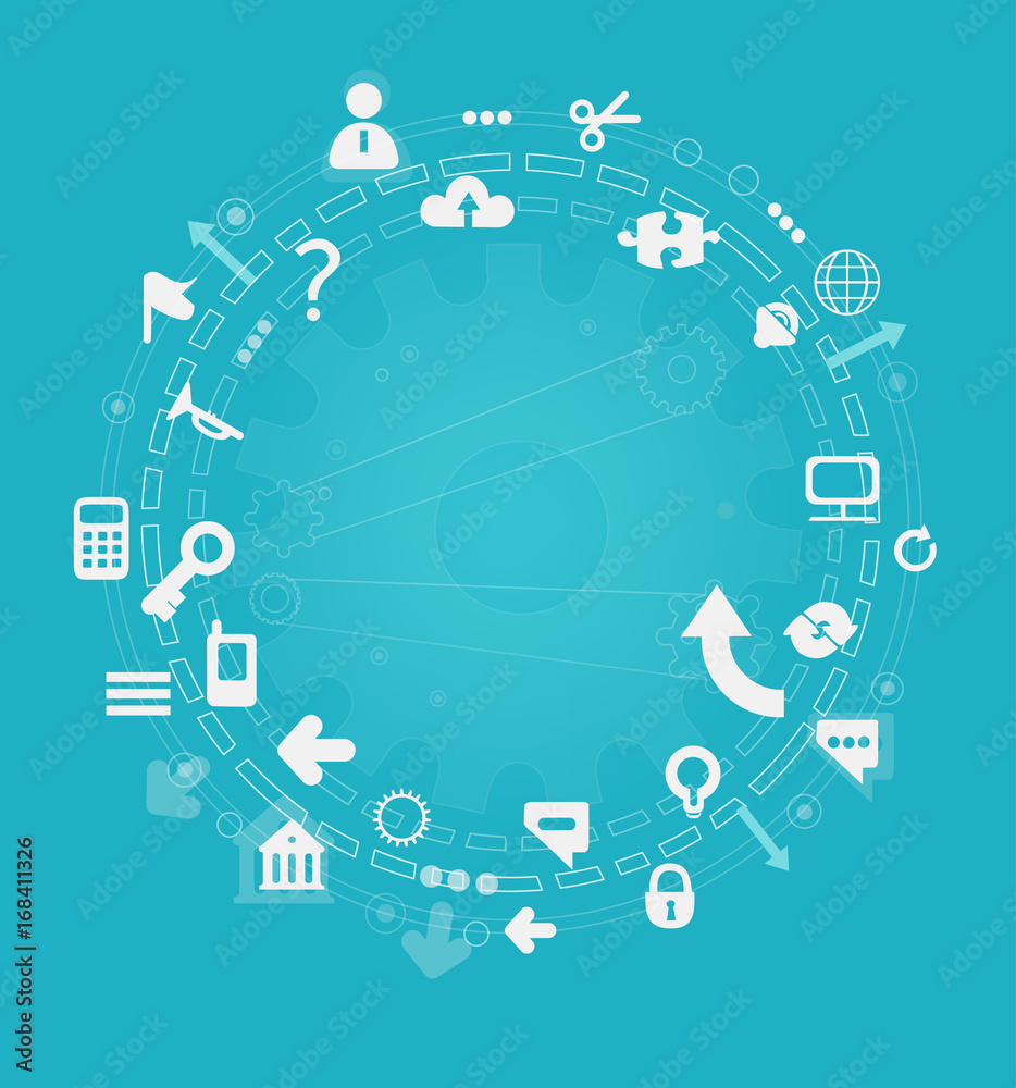 Fototapeta premium Business background made of vary icons, representing busy business world. 