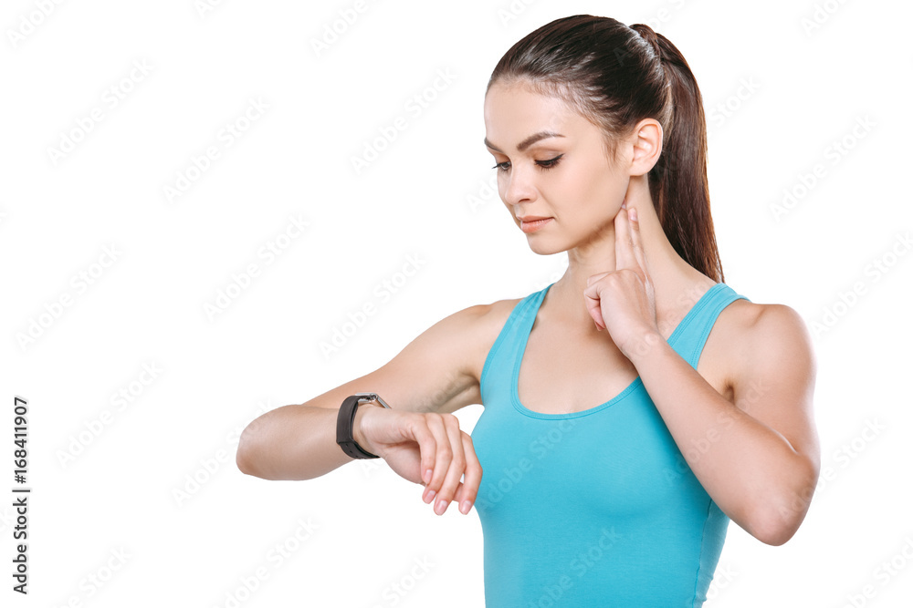 Young woman healthy lifestyle fitness smart watch Young woman healthy lifestyle fitness smart watch