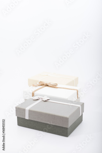 Gift boxes on white background with space.