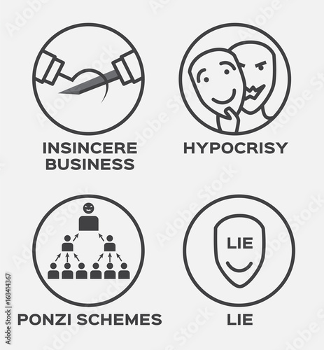 insincere business   hypocrisy   lie and winner vector icon . business concept