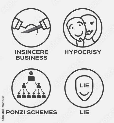 insincere business , hypocrisy , lie and winner vector icon . business concept