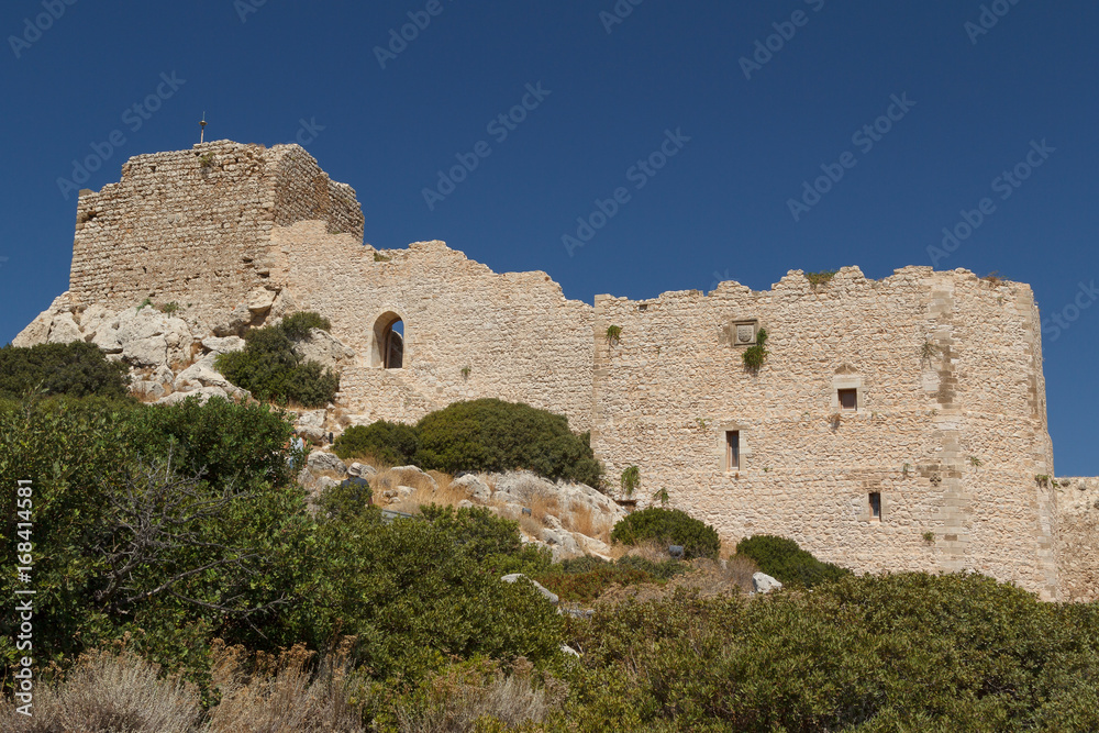 Ruins of the Kritinia medieval castle on Rhodes island, Greece