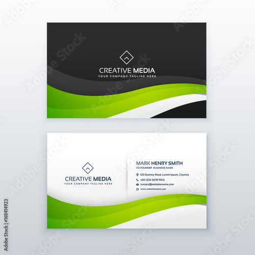elegant green wave business card vector design
