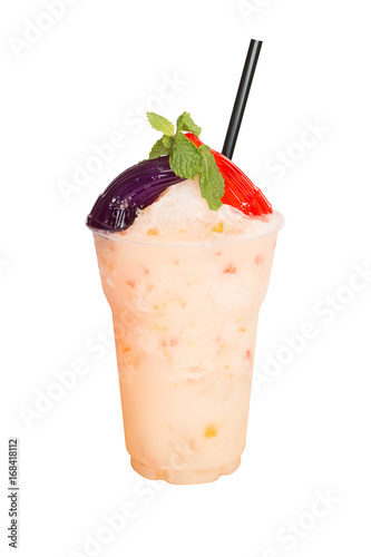 frappe Yakul & pipo a drink is refreshing.On white background and clipping path.