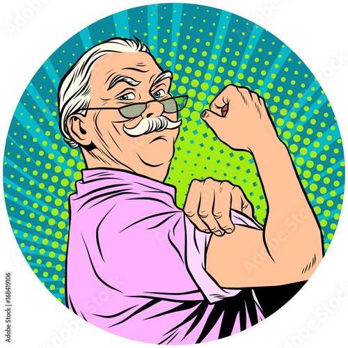 we can do it old man retired pop art avatar character icon