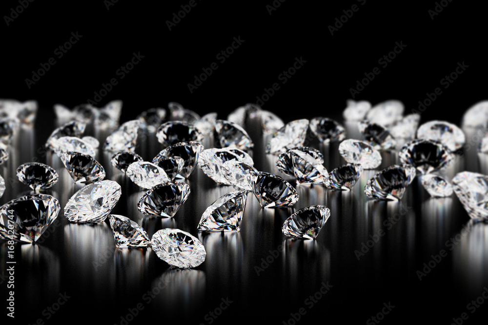 Diamonds on black background Stock Photo | Adobe Stock