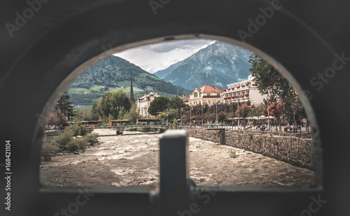 Merano river passirio view from a hole