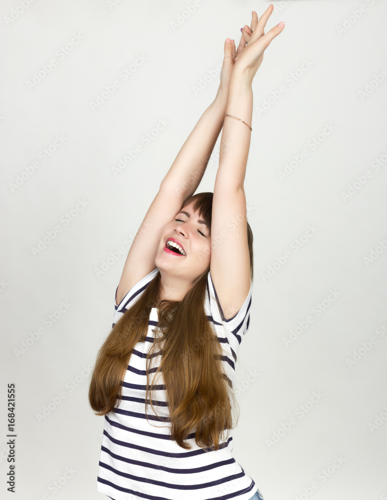 Fototapeta premium Tired girl stretching