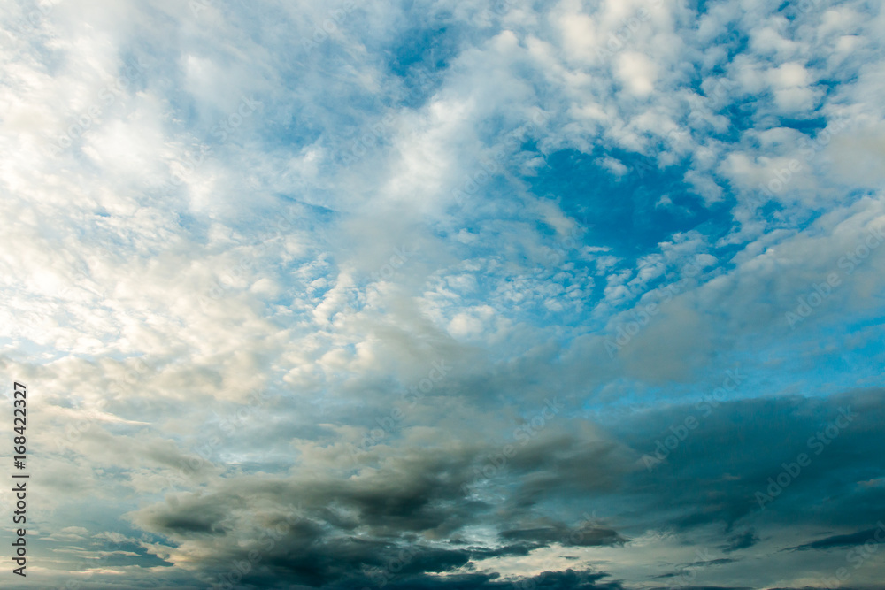 colorful dramatic sky with cloud at sunset